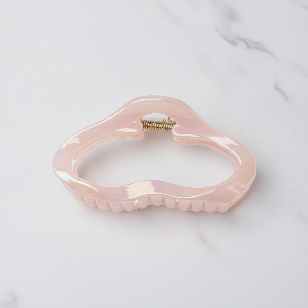 Wavy Pearl Hair Claw Clip - TCB-1087 Electroplated Pearl Jelly Pink