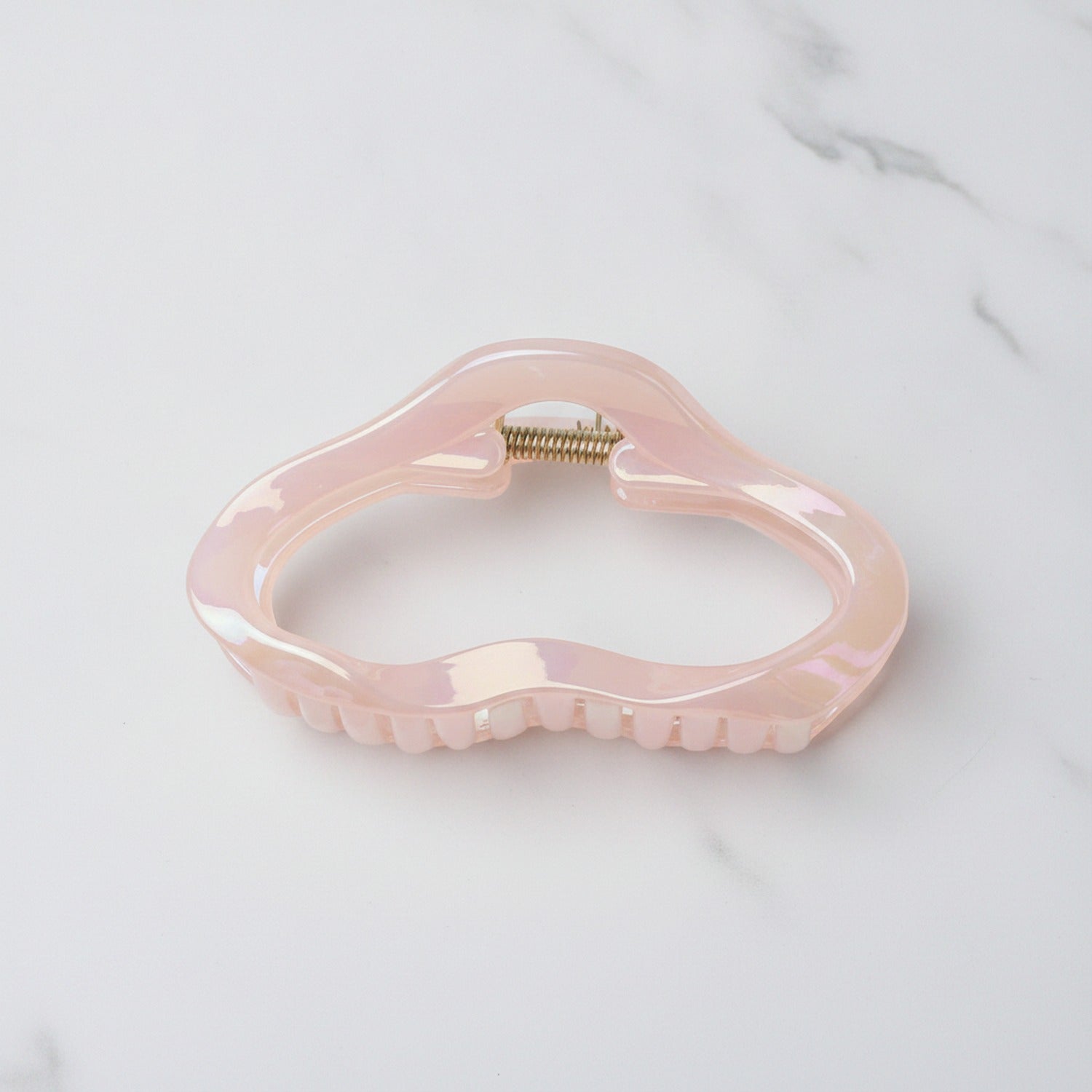 Wavy Pearl Hair Claw Clip - TCB-1087 Electroplated Pearl Jelly Pink
