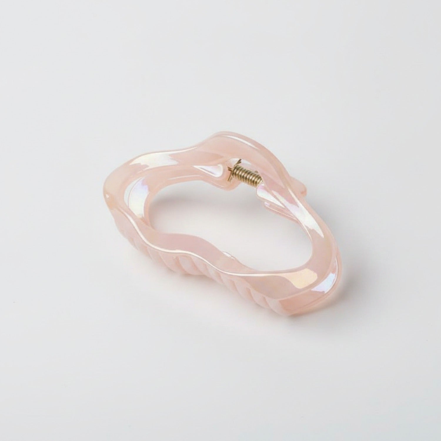 Wavy Pearl Hair Claw Clip - TCB-1087 Electroplated Pearl Jelly Pink