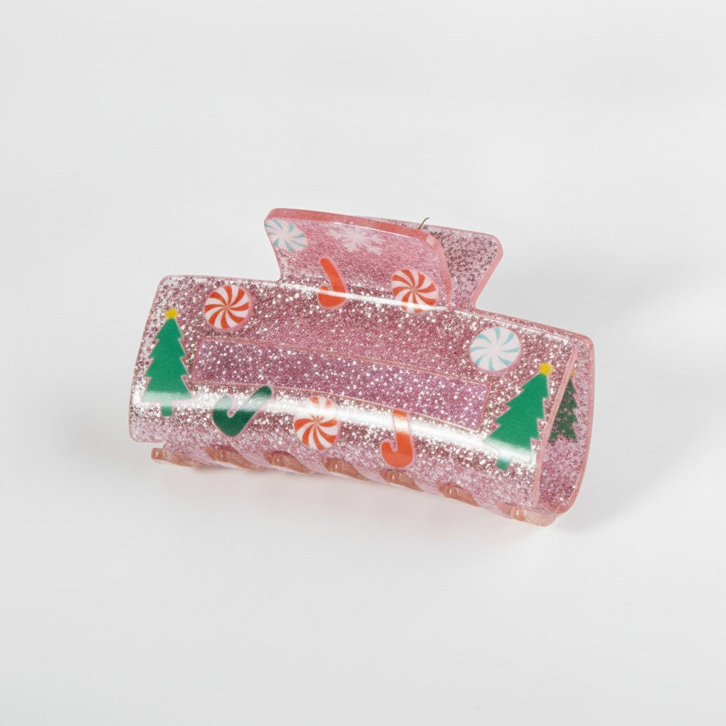 Pink Glitter Gingerbread House Hair Claw Clip – hair accessories (view 3)