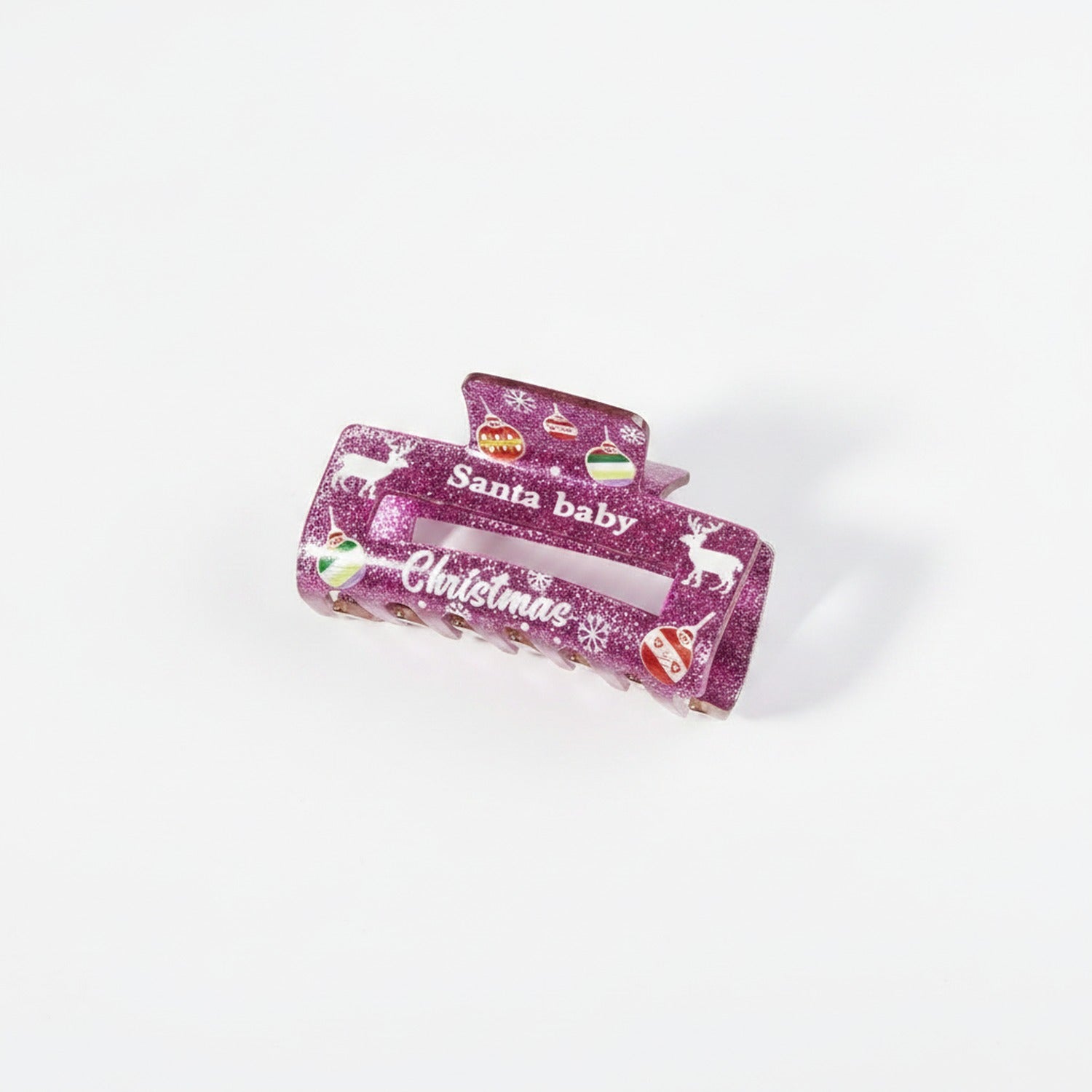 Purple Glitter Christmas Hair Claw Clip