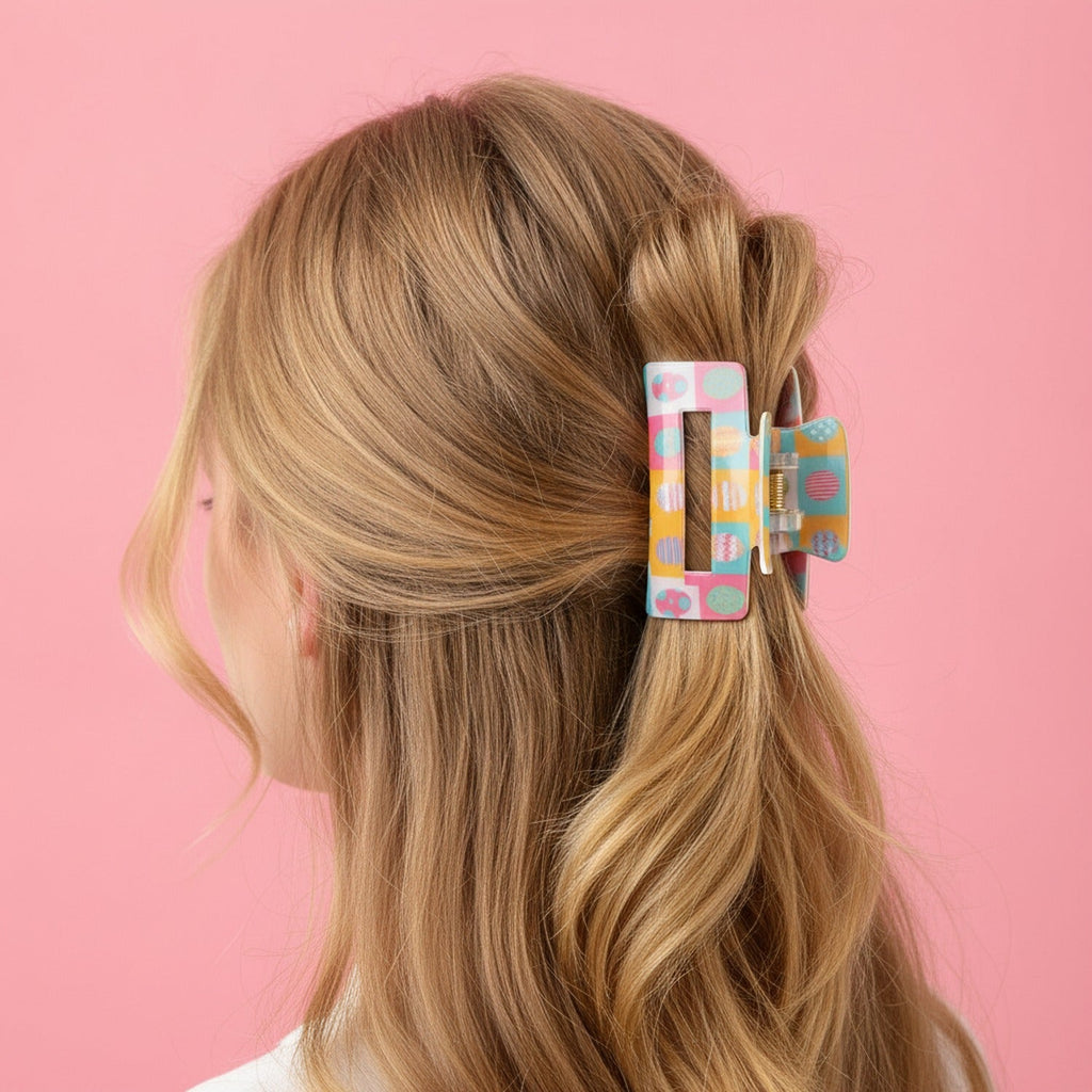 Easter Egg Colorblock Hair Claw Clip - Pastel Colorblock
