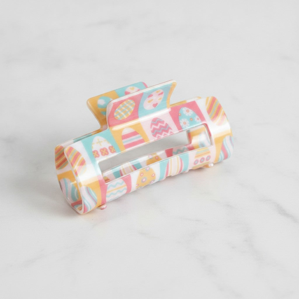 Easter Egg Colorblock Hair Claw Clip - Pastel Patchwork