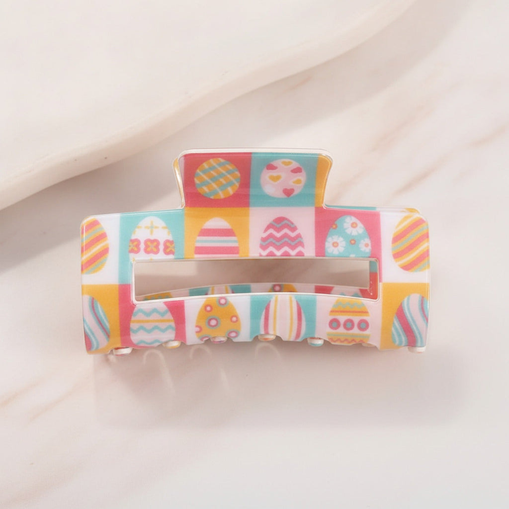 Easter Egg Colorblock Hair Claw Clip - Pastel Patchwork