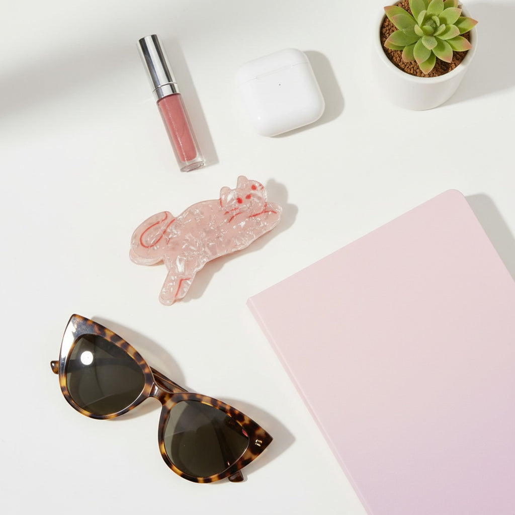 Translucent Elephant Hair Claw Clip - Pink Translucent Elephant – hair accessories (view 2)