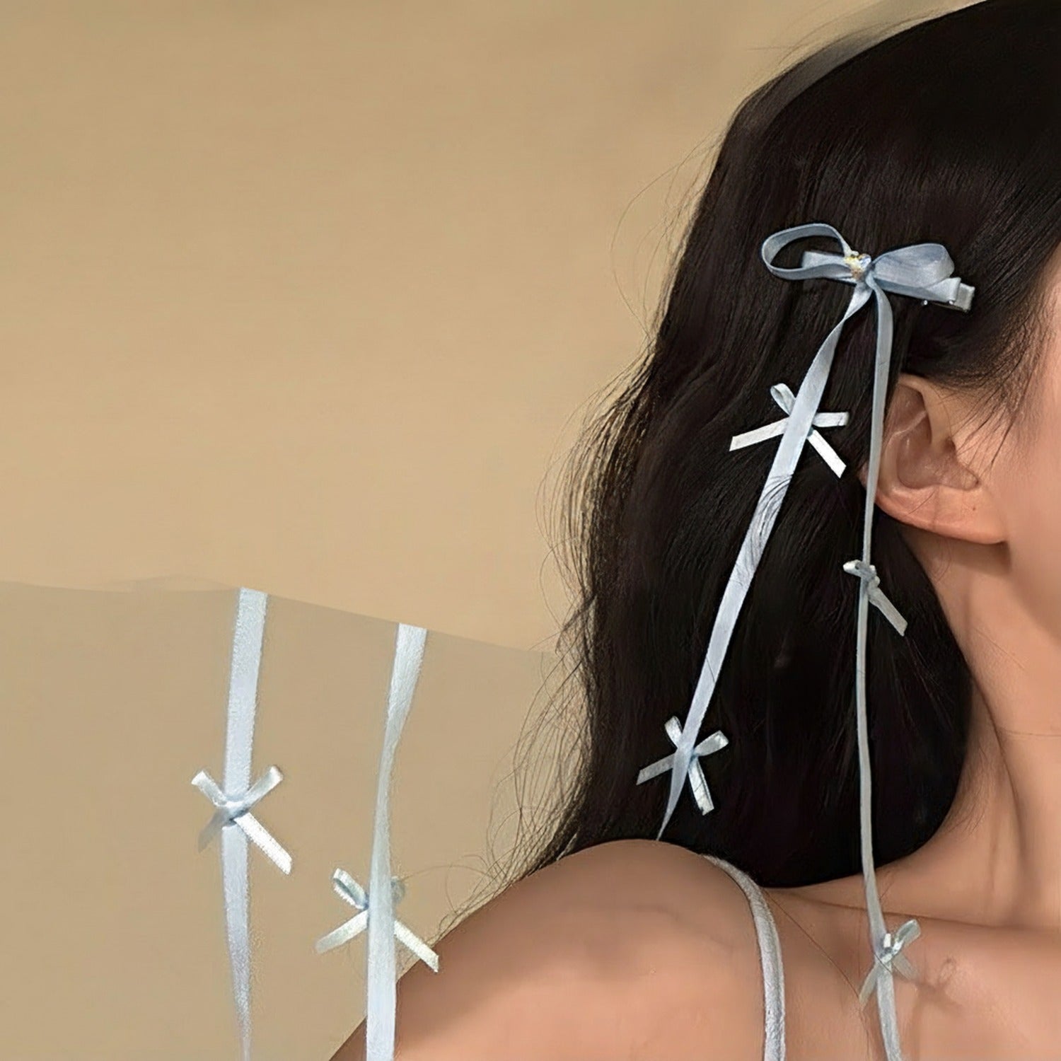 Ribbon Hair Clips With Bow Charms