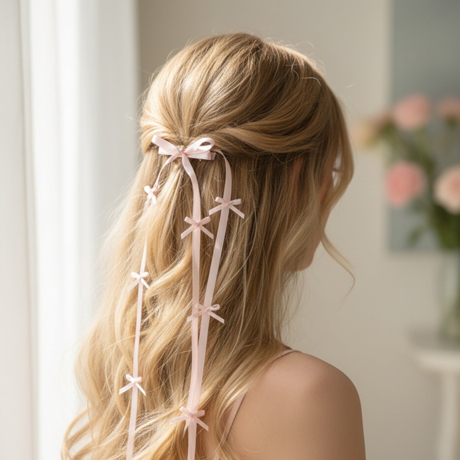 Ribbon Hair Clips With Delicate Bow Charms