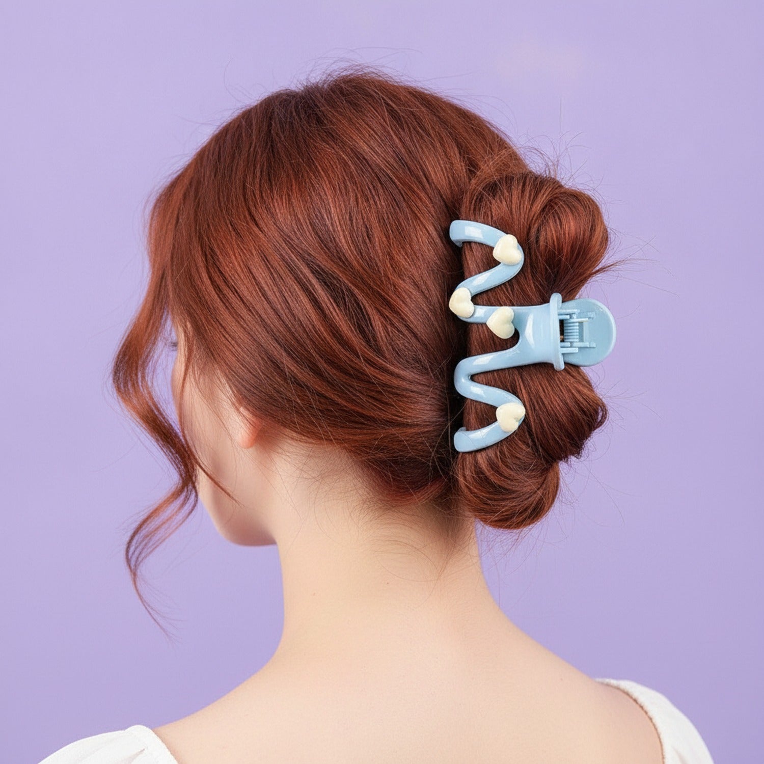 Heart Charm Hair Claw Clip - Blue Heart Claw Clip #F-644