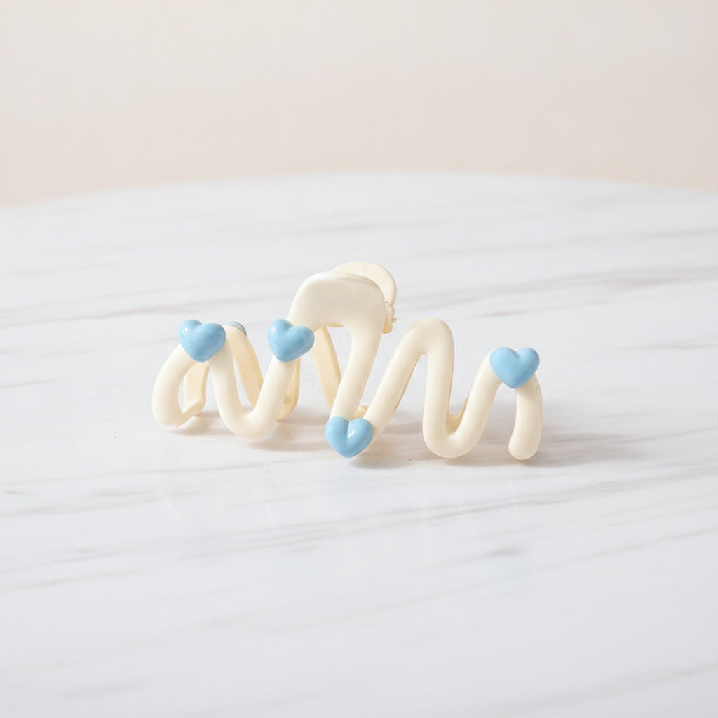 Heart Charm Hair Claw Clip - Beige Heart Claw Clip #F-644