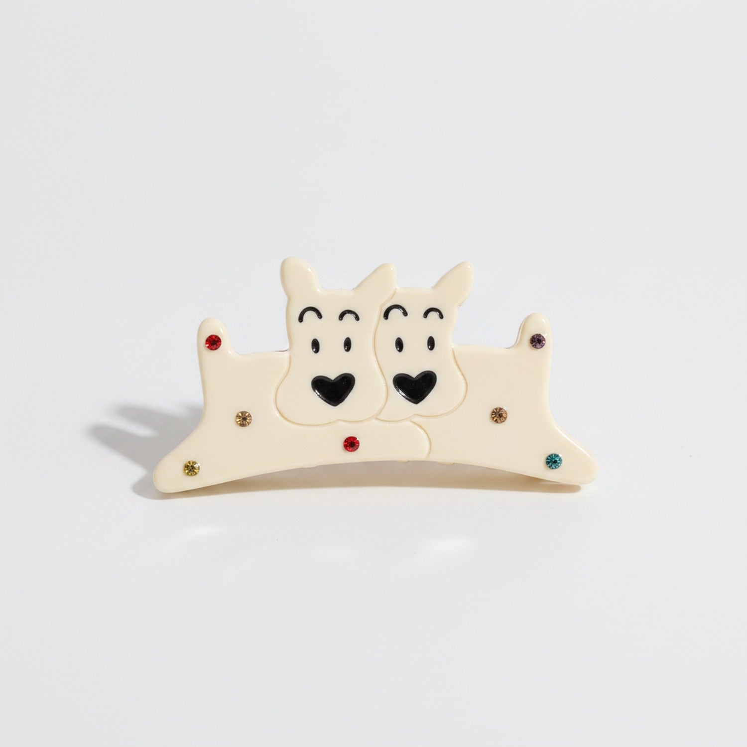 Cream Reindeer Hair Claw With Rhinestones