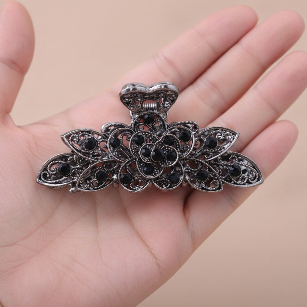 Elegant Floral Rhinestone Hair Claw Clip – hair accessories (view 4)