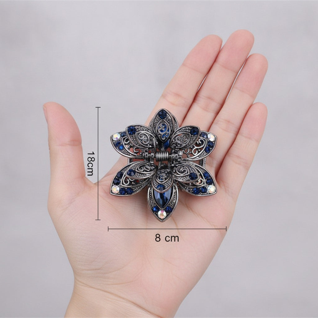 Elegant Floral Rhinestone Hair Claw Clip – hair accessories (view 3)