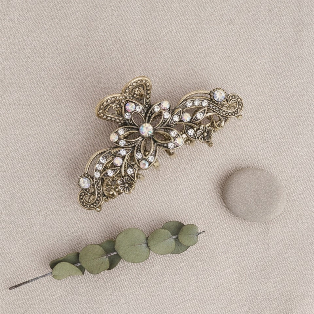 Elegant Rhinestone Floral Hair Claw Clip – hair accessories (view 3)