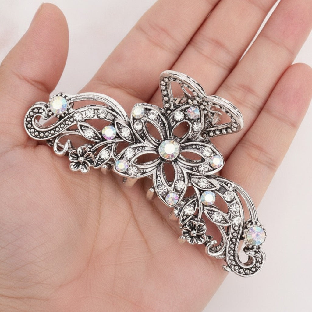 Elegant Rhinestone Floral Hair Claw Clip – hair accessories (view 4)