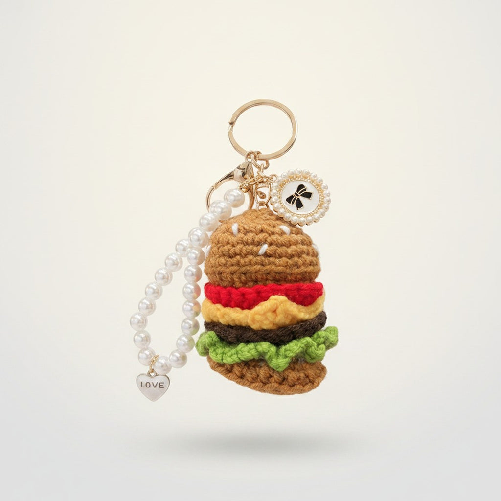 Cute Crochet Pearl Charm Keychain – novelty & toys (view 1)