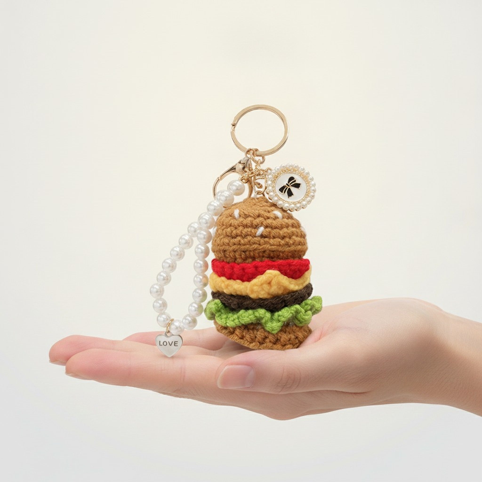 Cute Crochet Pearl Charm Keychain – novelty & toys (view 8)