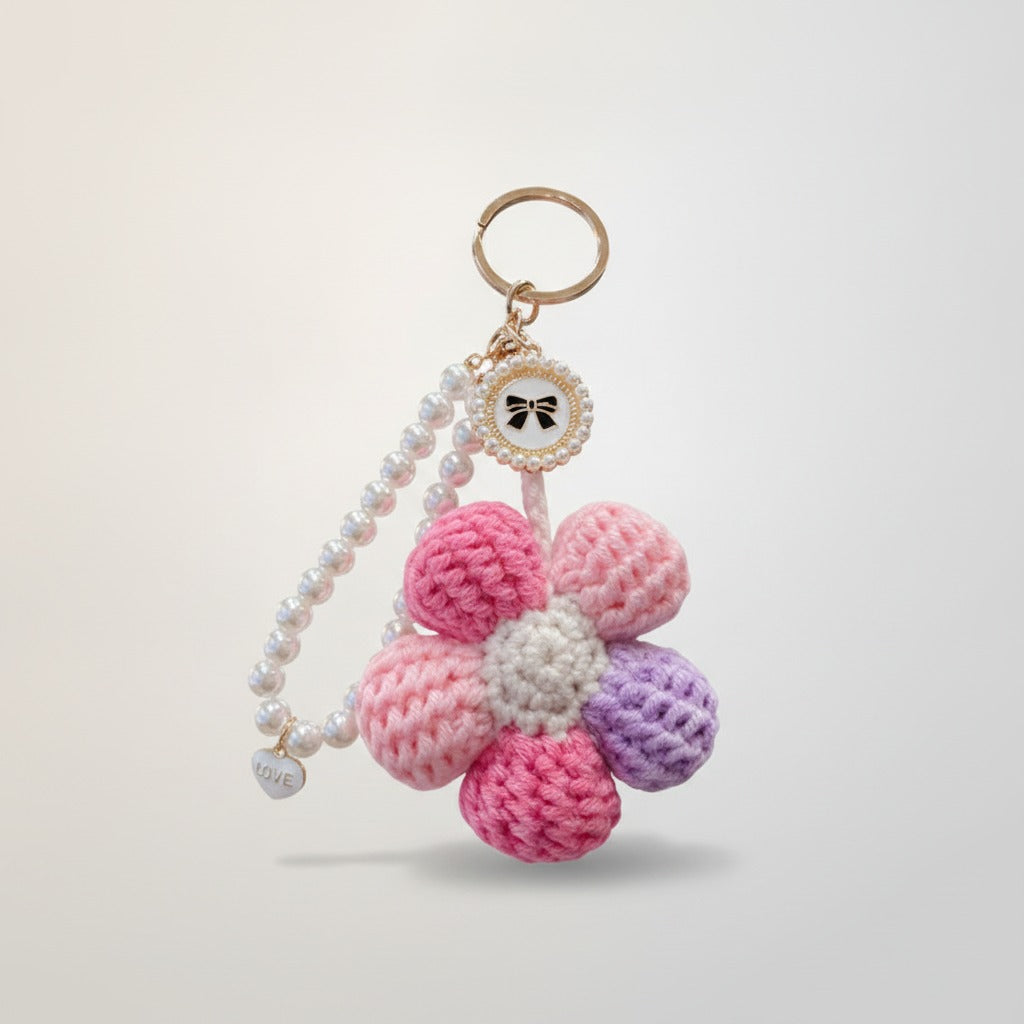 Cute Crochet Pearl Charm Keychain – novelty & toys (view 4)