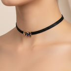 Black Butterfly Charm Choker Bracelet Set