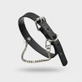 Black Leather Choker Chain Ring Set