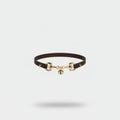 Brown Leather Choker With Gold Charm Detail
