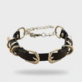 Black Leather Chain Link Statement Bracelet Set