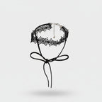 Black Lace Choker Ring Set With Ribbon Tie