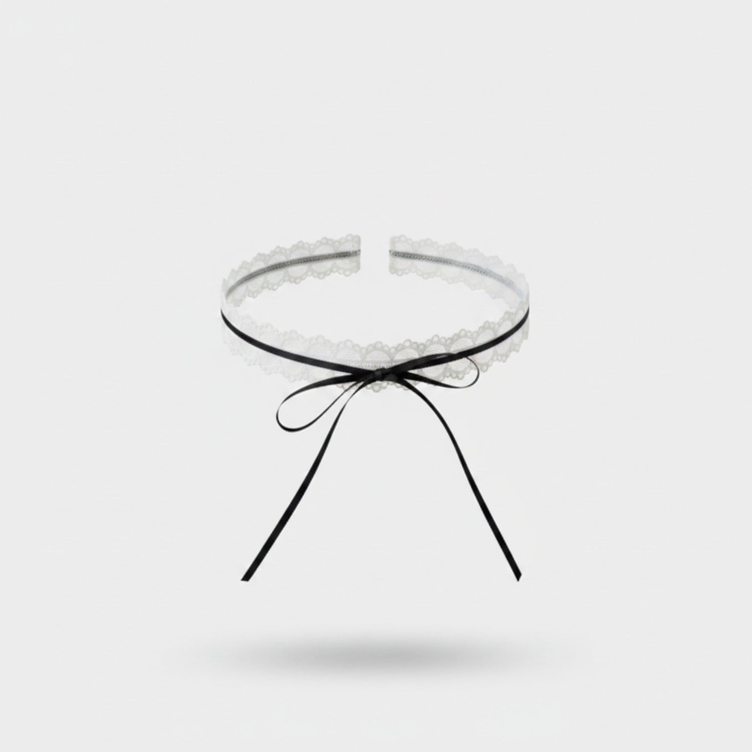 Lace Choker Ring Set With Black Bow