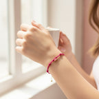 Hot Cord Letter Charm Bracelet - Hot Pink Letter A – jewelry (view 3)