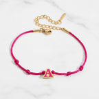 Hot Cord Letter Charm Bracelet - Hot Pink Letter A – jewelry (view 2)