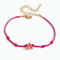 Hot Cord Letter Charm Bracelet - Hot Pink Letter A – jewelry (view 1)