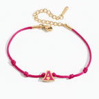 Hot Cord Letter Charm Bracelet - Hot Pink Letter A – jewelry (view 1)
