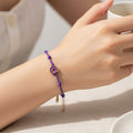 Hot Cord Letter Charm Bracelet - Purple Gold C