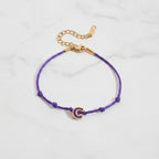 Hot Cord Letter Charm Bracelet - Purple Gold C – jewelry (view 3)