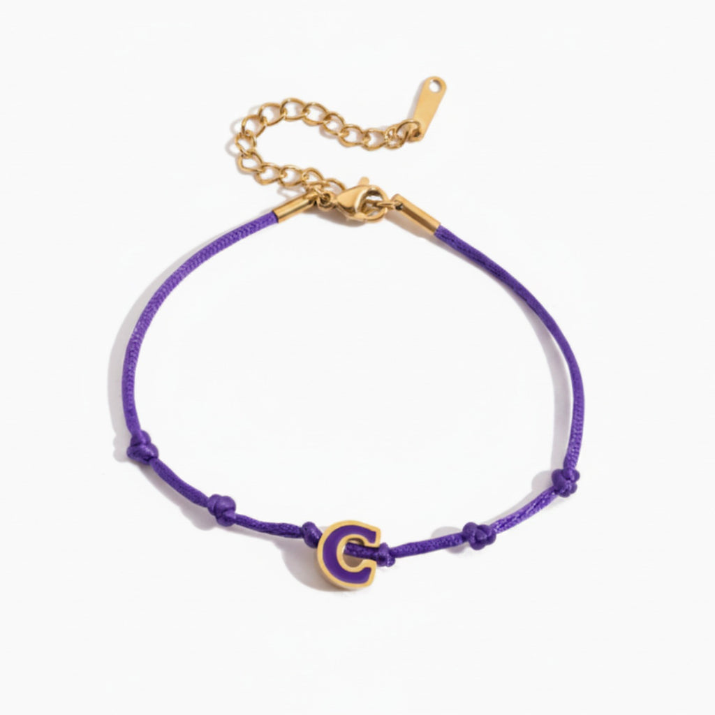 Hot Cord Letter Charm Bracelet - Purple Gold C – jewelry (view 1)