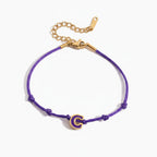 Hot Cord Letter Charm Bracelet - Purple Gold C – jewelry (view 1)