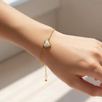 Gold Heart Shell Charm Bracelet