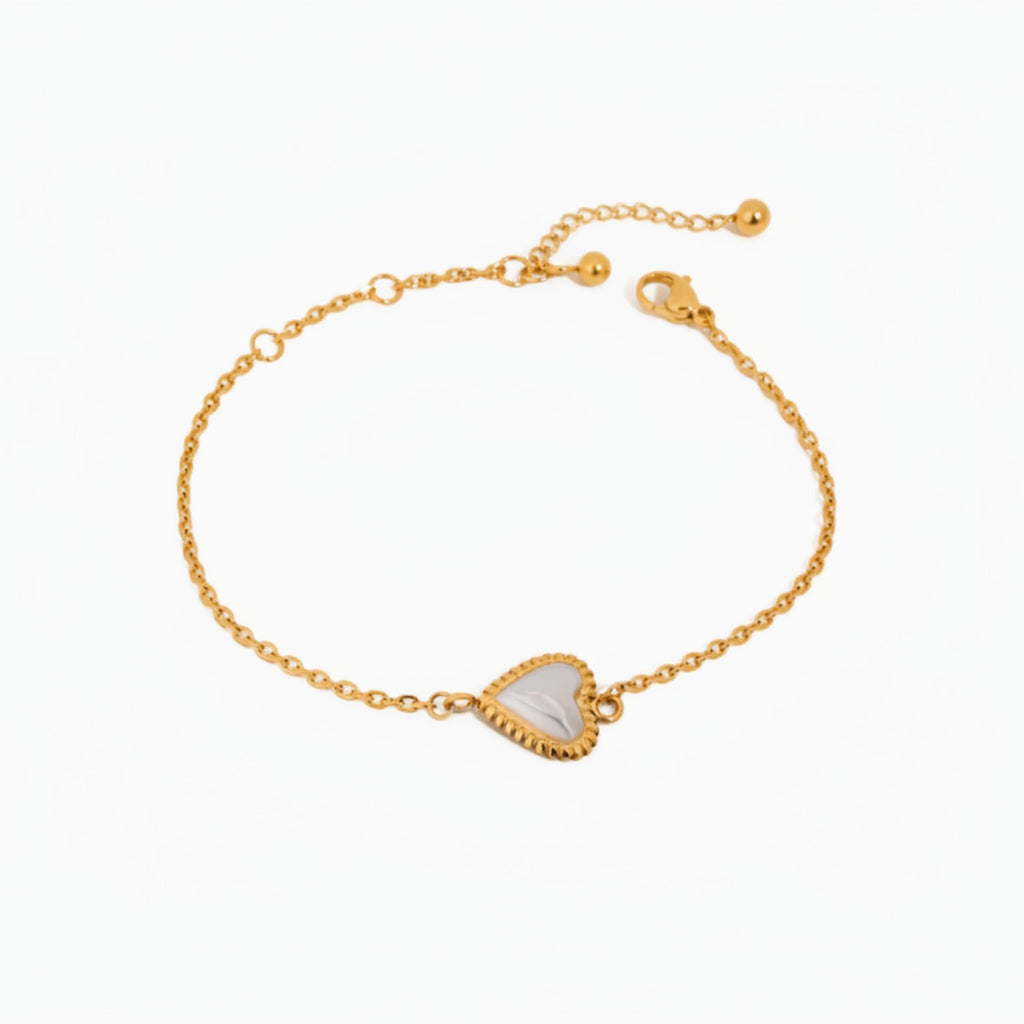 Gold Heart Shell Charm Bracelet – jewelry (view 1)