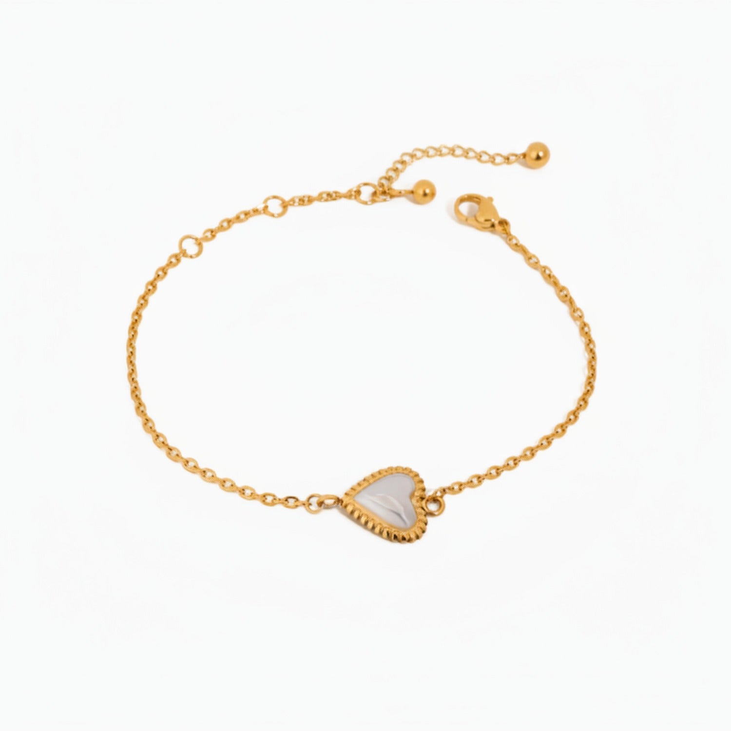 Gold Heart Shell Charm Bracelet