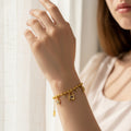 Chain Charm Bracelet With Heart & Key Charms - Gold Charm Bracelet