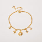 Star Charm Bracelet With Crystals - Gold Star Crystal