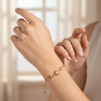 Star Charm Bracelet With Crystals - Gold Moon & Star – jewelry (view 3)