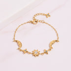 Star Charm Bracelet With Crystals - Gold Moon & Star – jewelry (view 2)