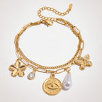 Chain Bracelet With Pearl Charm Charms - Gold Pearl Charm – jewelry (view 1)