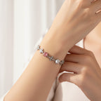 Silver Snowflake Charm Bracelet With Pink Crystals