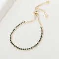 Cubic Zirconia Adjustable Tennis Bracelet - Gold Green Crystal – jewelry (view 1)