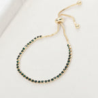 Cubic Zirconia Adjustable Tennis Bracelet - Gold Green Crystal – jewelry (view 1)