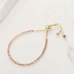 Cubic Zirconia Adjustable Tennis Bracelet - Gold Pink Crystal – jewelry (view 2)