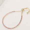 Cubic Zirconia Adjustable Tennis Bracelet - Gold Pink Crystal – jewelry (view 1)
