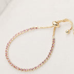 Cubic Zirconia Adjustable Tennis Bracelet - Gold Pink Crystal – jewelry (view 1)