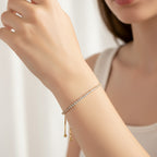 Cubic Zirconia Adjustable Tennis Bracelet - Gold White Diamond – jewelry (view 3)